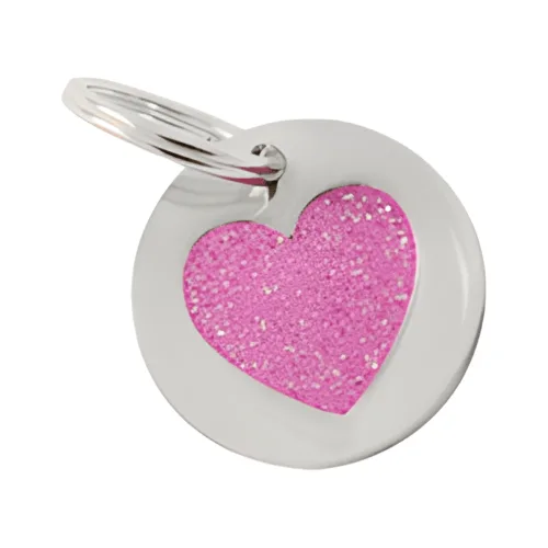 Small Glitter Heart ID Tag pet ID tag by K9 by Igloo