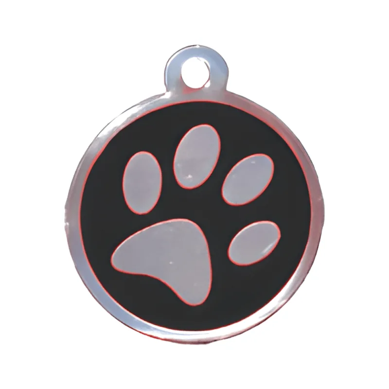 Medium Paw Print pet ID tag in Black