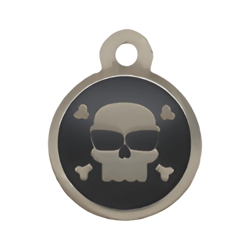 Small Jolly Roger pet ID tag in Black