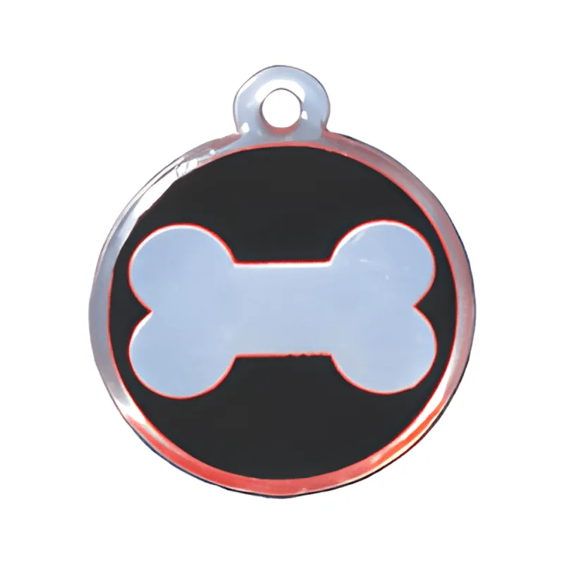 Medium Bone pet ID tag in Black