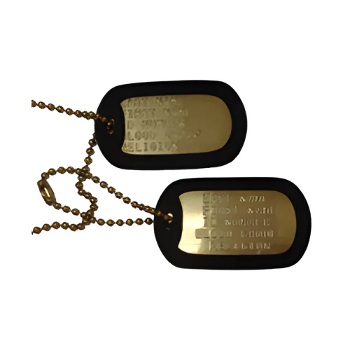 Retro Brass Dog Tag Set pet ID tag
