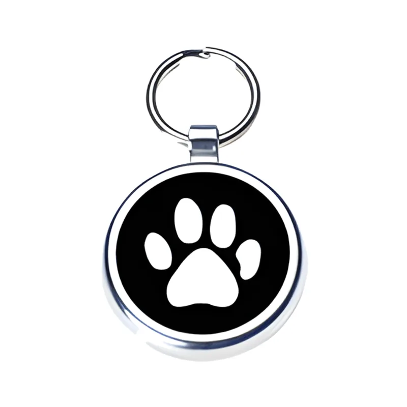 Medium Paw Print pet ID tag in Black